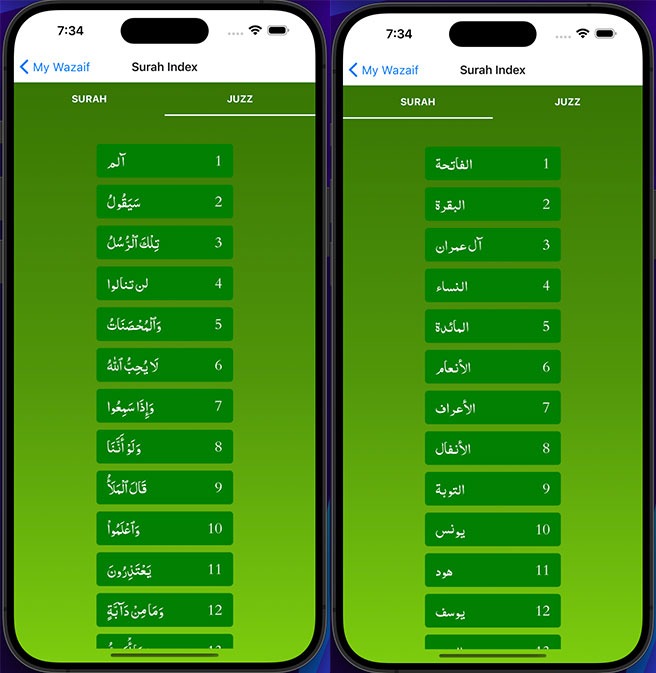 Quran Juzz and Surah