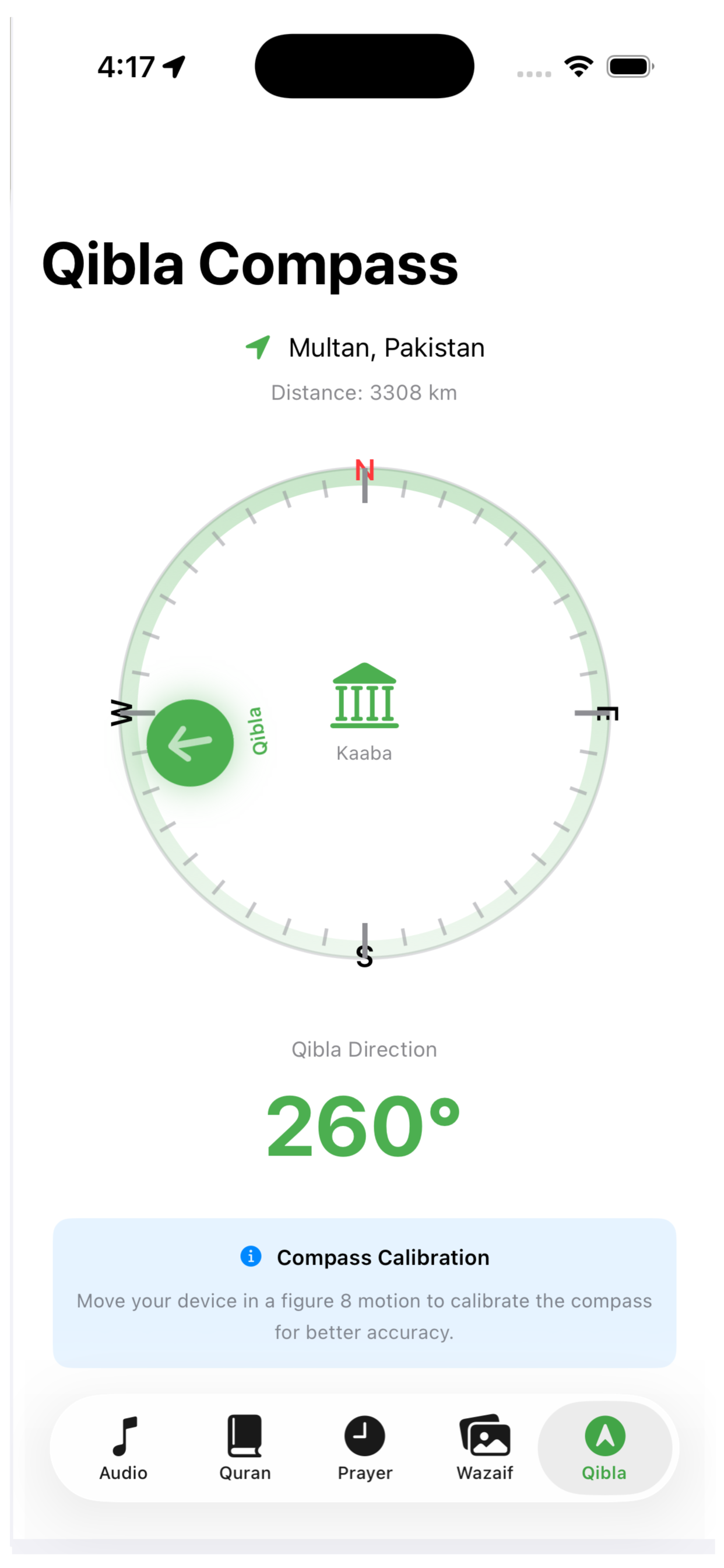 Qibla compass on iPhone